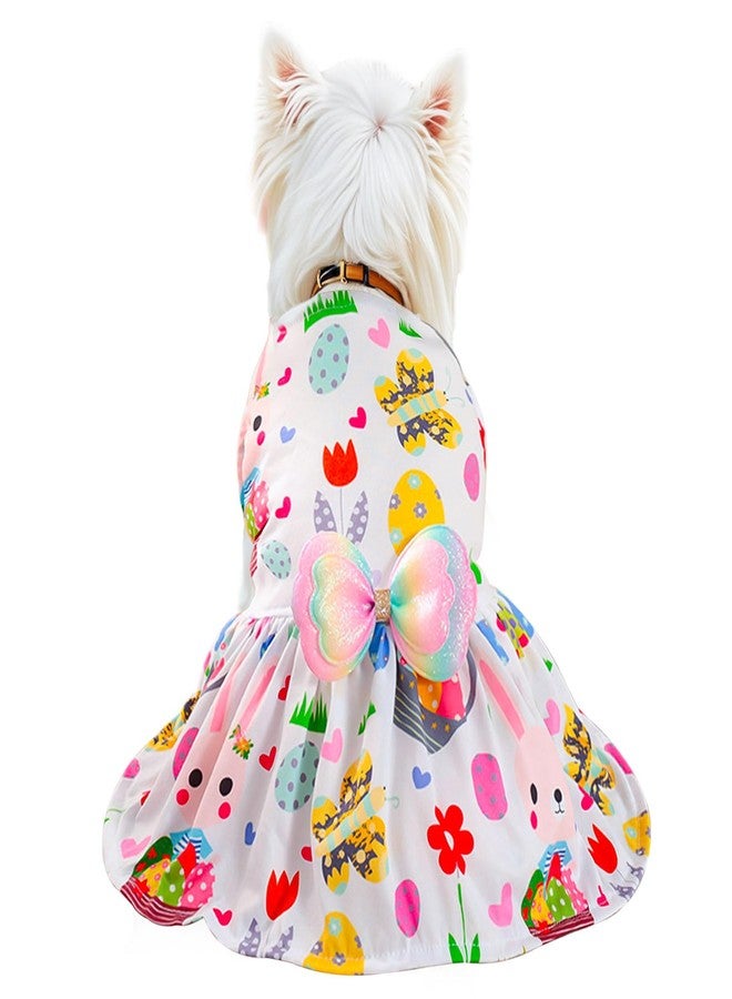 Habbiful Pet Dog Easter Outfit, Egg Bunny Flower Colorful Dog Dress Spring Summer Pet Doggie Apparel for Dogs Cats Gifts, L - Image 1
